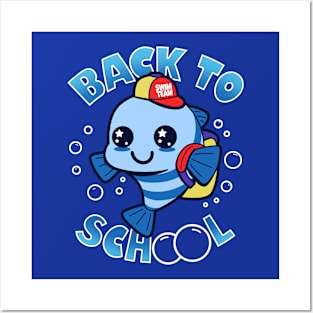 Cute Kawaii Student Fish Gift For School Kids Posters and Art